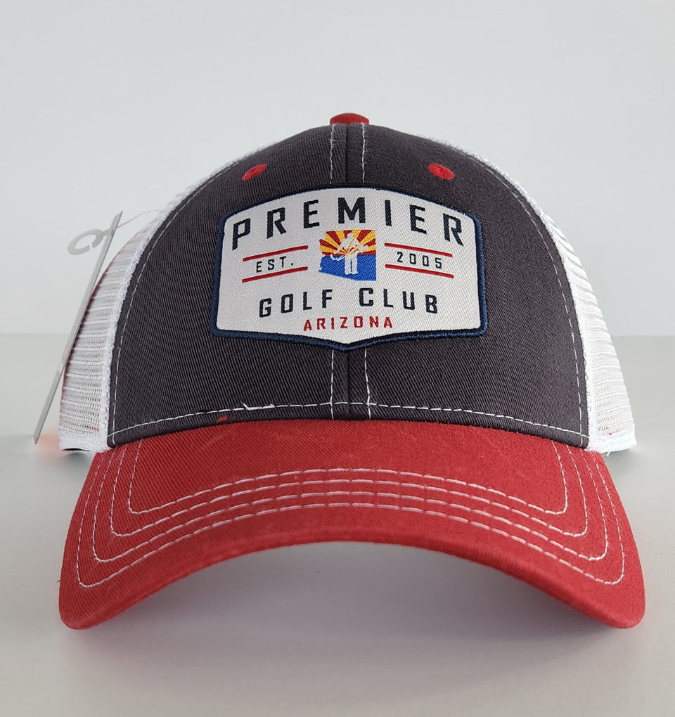 Premier Golf Club Vintage Trucker Snapback Hat (by Pukka) | Stymie Clothing Company Red/Navy/White